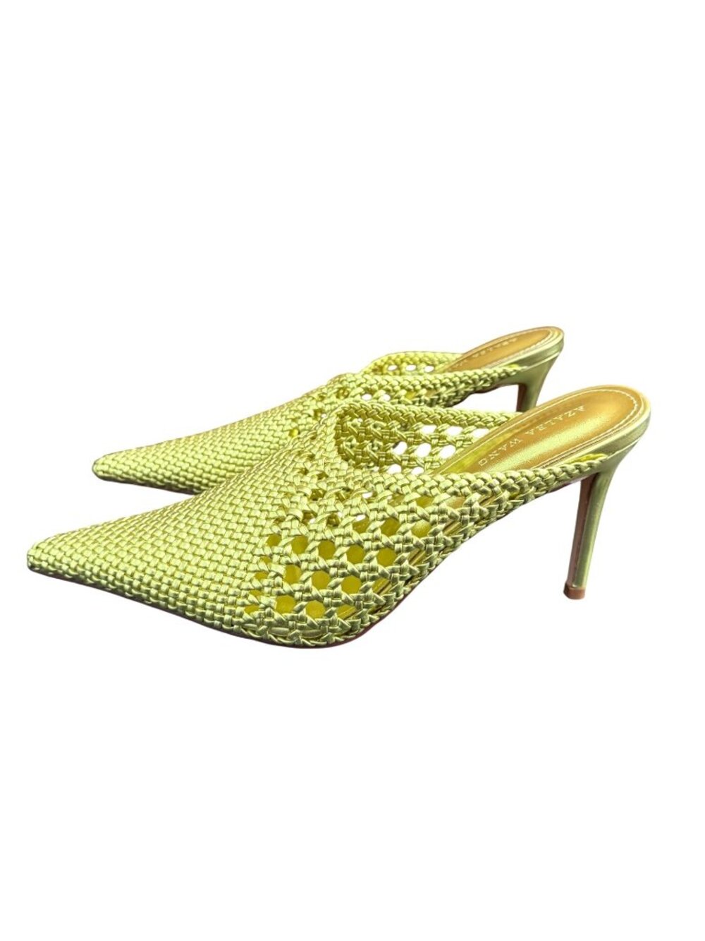Azalea Wang Gold Woven Pointed Toe Mules Size 10 With 3 1/2" Heel